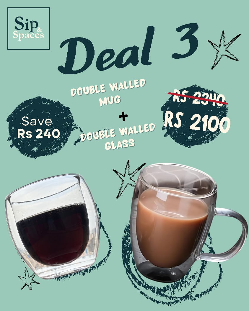 Double Walled Mug + Glass Combo