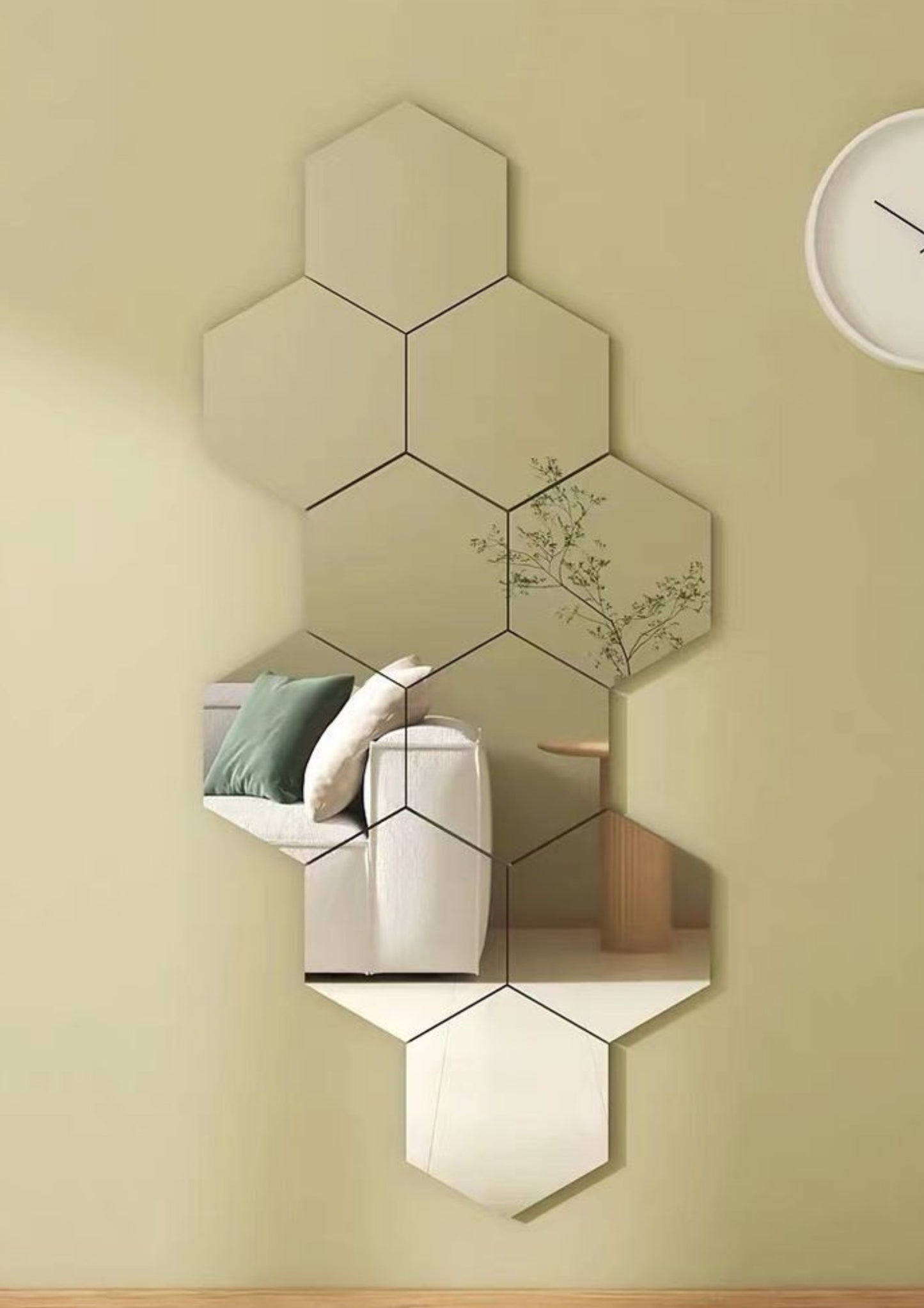 HexaGlow – Silver & Gold Geometric Mirror Set