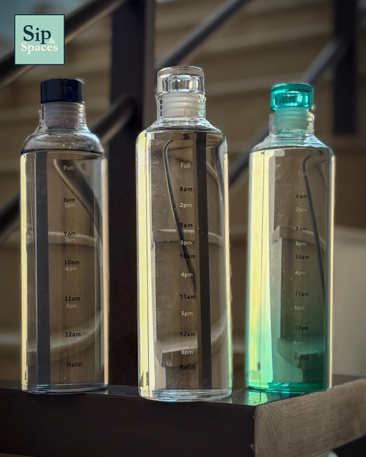 Glass Water Bottles with Gradient & Colored Lid