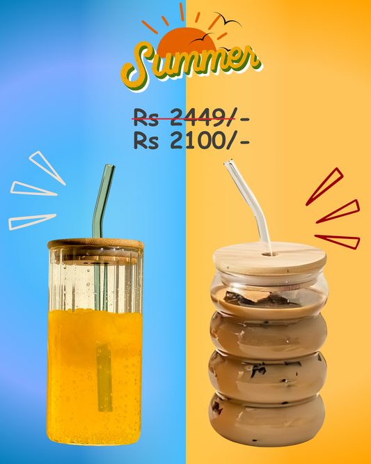 Set of Wave Glass Tumbler & Ribbed Glass Tumbler