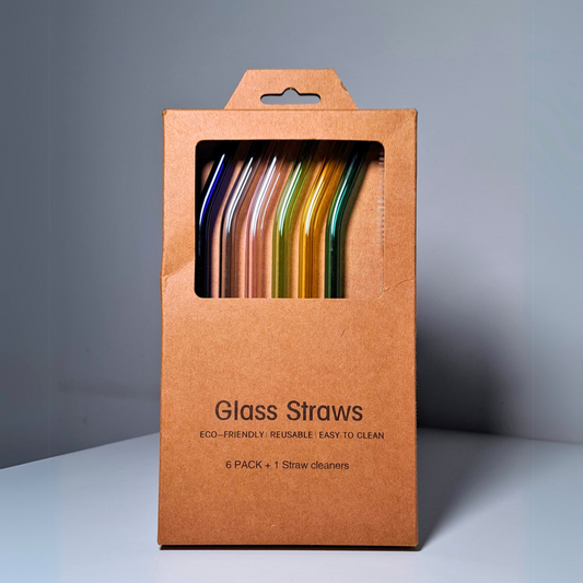 Colored Glass Straw Set