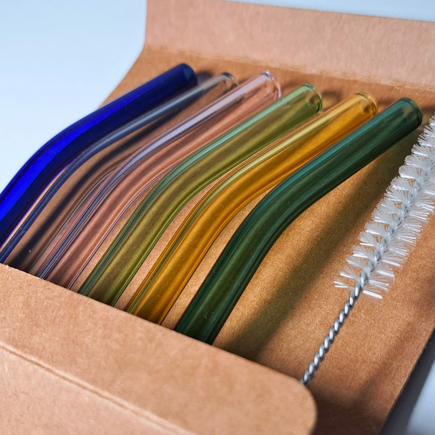Colored Glass Straw Set