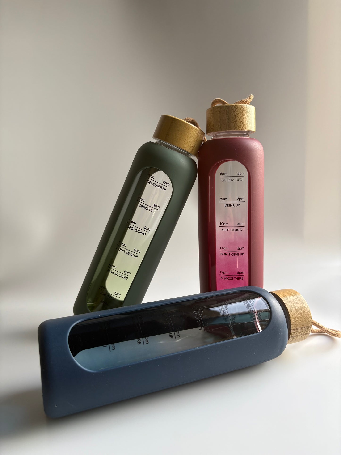 Borosilicate Glass Water bottle with Silicone Cover & Bamboo Lid