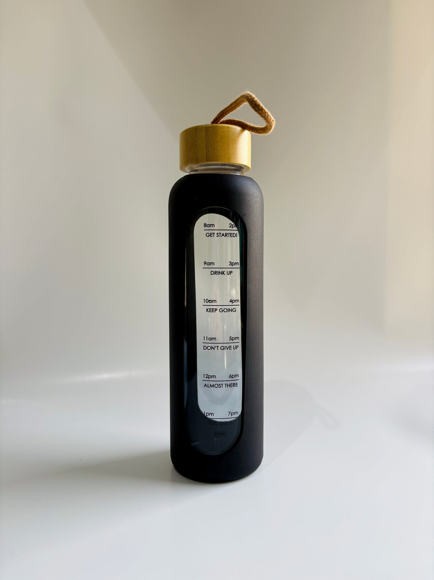 Borosilicate Glass Water bottle with Silicone Cover & Bamboo Lid