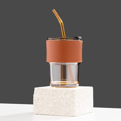 Glass Tumbler with Lid & Straw